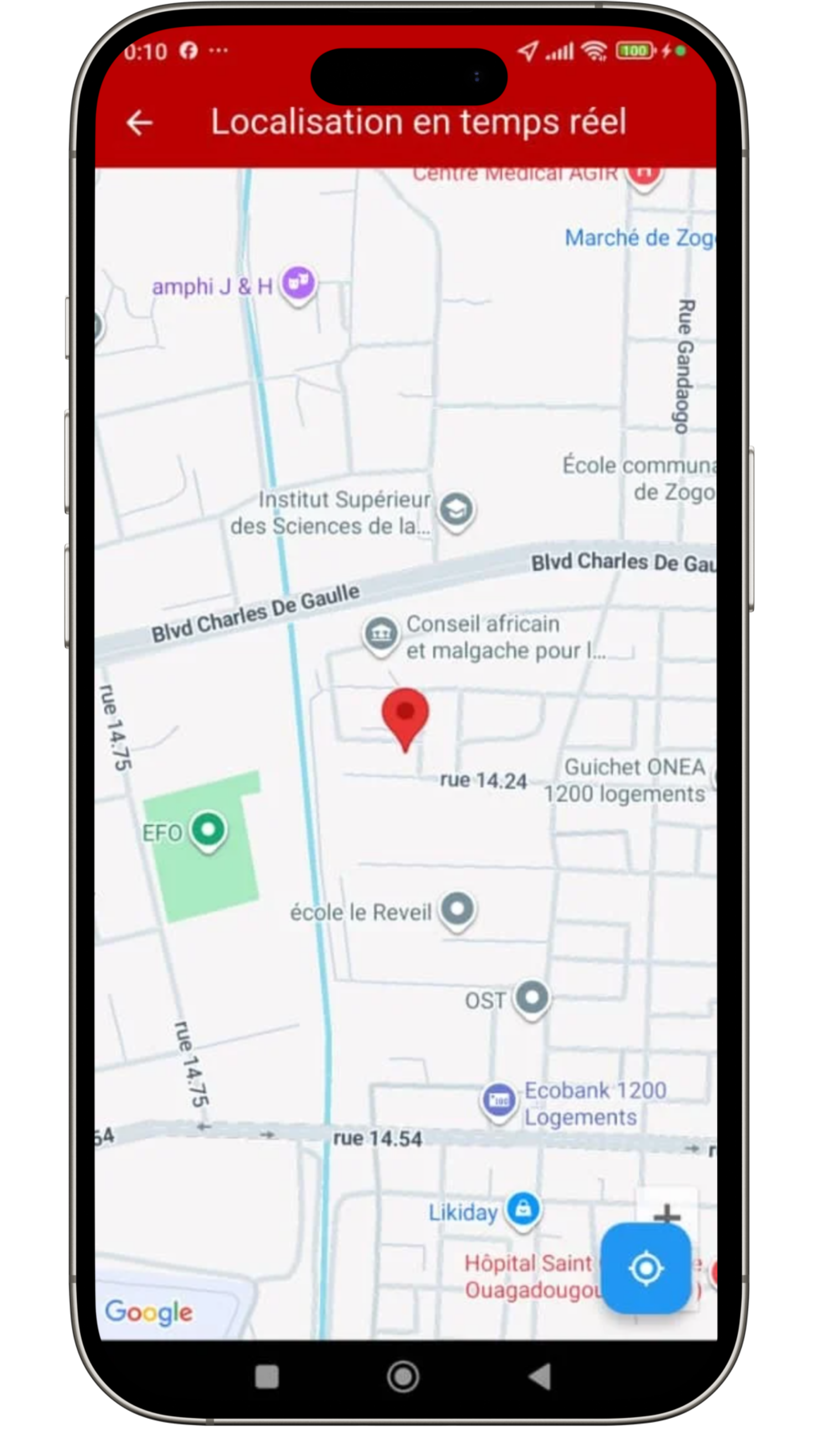 Carte de localisation des agents SecureLink